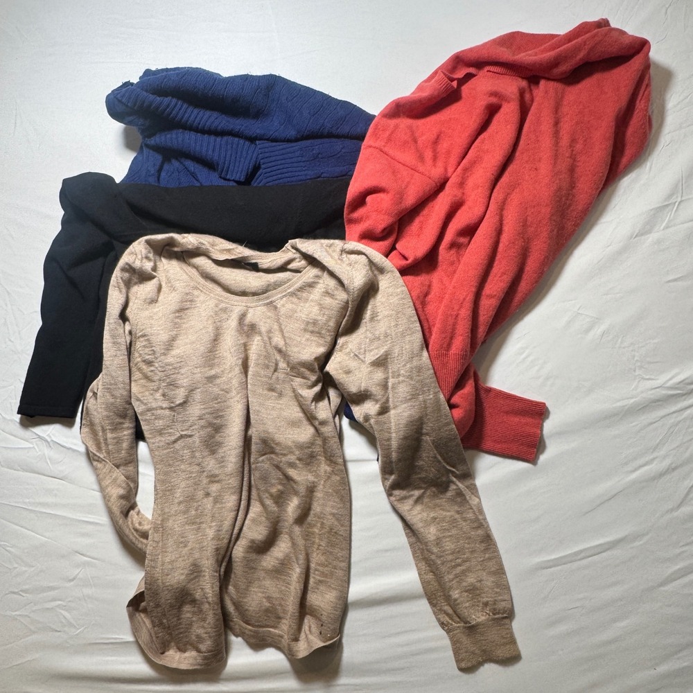 Cashmere Craft Fabric Lot of 4 Sweater Fit Tan Black Blue Red Upcycle All Flawed
